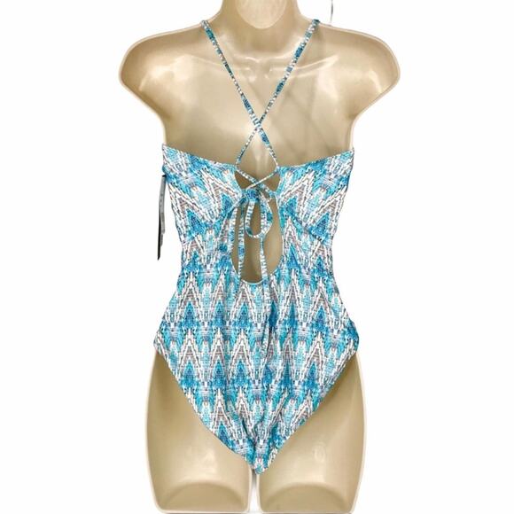 La Blanca NWT One-Piece Swimsuit Embroidered Milano Low Cut Plunge Size 14 - Picture 6 of 12
